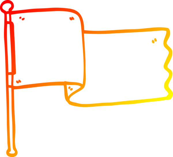 Bir insan tarafından çizilen beyaz bayrağın sıcak çizgi çizimi