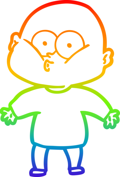 Gökkuşağı gradyan çizgi çizimi bir insan tarafından çizilmiş kel bir adamın çizimi