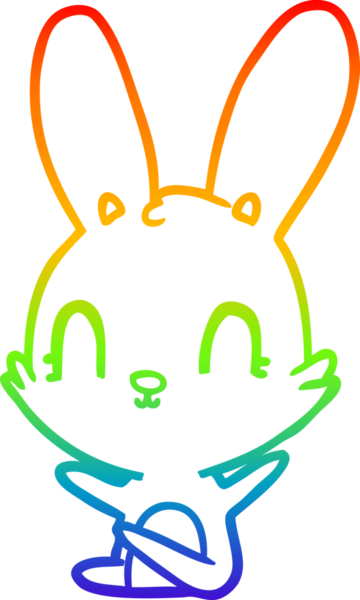 Gökkuşağı gradyan çizgisi. Bir insan tarafından çizilmiş şirin bir tavşan çizimi.