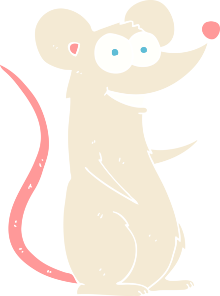 Bir insan tarafından çizilen mutlu farenin düz renk çizimi