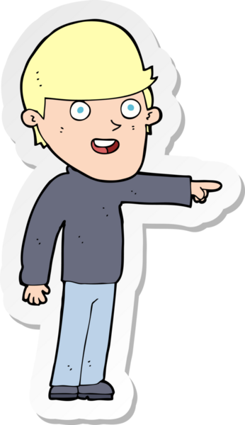 Bir insan tarafından çizilmiş çizgi film karakterinin çıkartması.