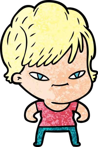 Bir insan tarafından çizilmiş mutlu bir kadın.