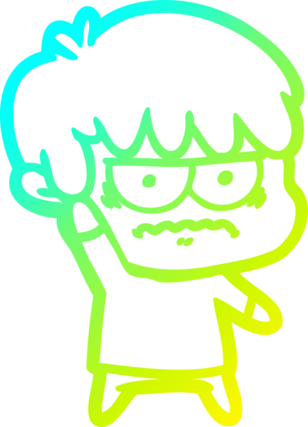 Bir insan tarafından çizilmiş soğuk gradyan çizgi film karakteri.