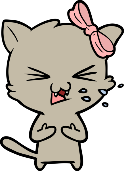 Bir insan tarafından çizilmiş çizgi film kedisi.