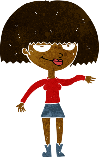 Çizgi filmdeki kendini beğenmiş kadın, bir insan tarafından küçümseyici bir jest yapıyor.