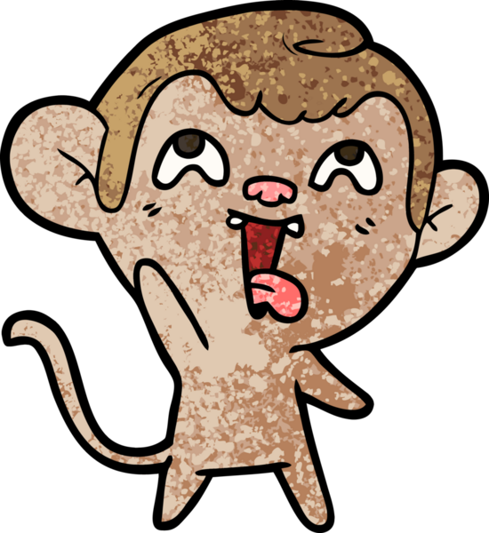 Bir insan tarafından çizilmiş çılgın çizgi film maymunu