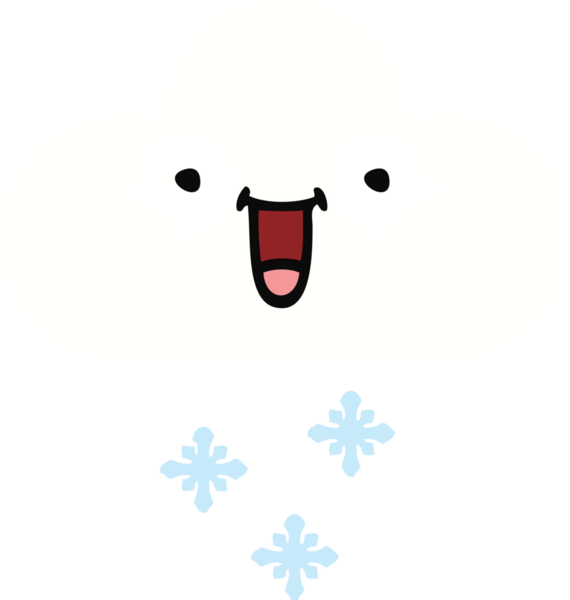 Bir insan tarafından çizilmiş bir kar bulutunun düz renkli retro karikatürü