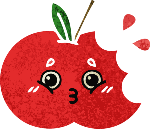 Bir insan tarafından çizilmiş kırmızı elmanın retro çizim tarzı karikatürü