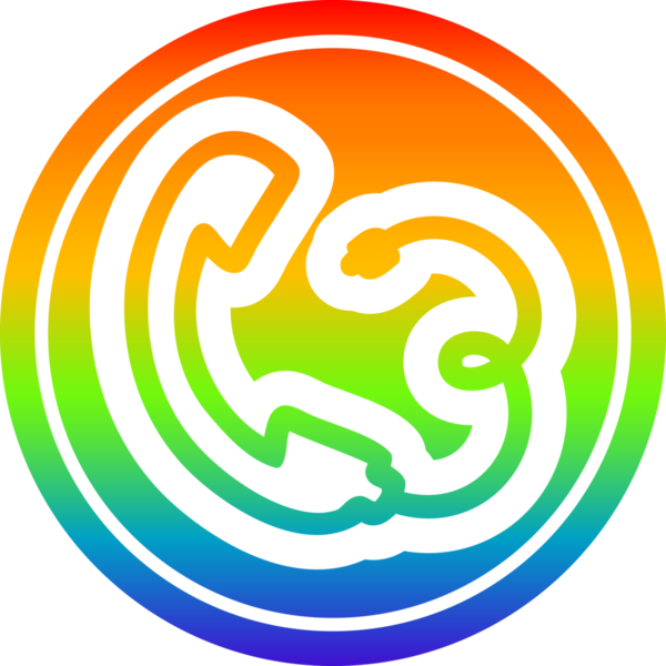 telefon ahizesi dairesel simgesi gökkuşağı gradyan bir insan tarafından çizilmiş