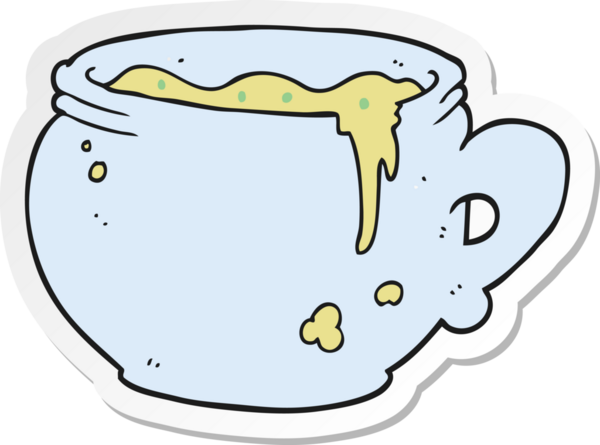 Bir insan tarafından çizilmiş bir çorba bardağının çıkartması.