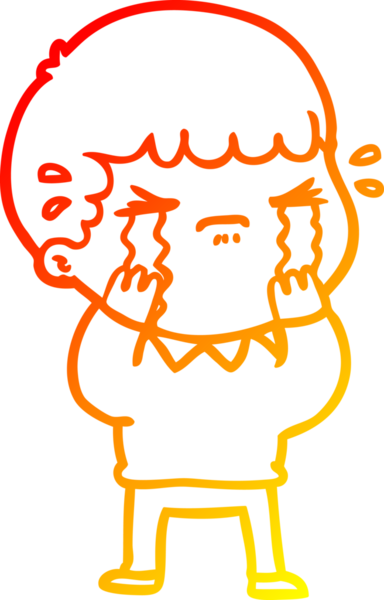 Bir insan tarafından çizilmiş ağlayan bir çizgi film karakteri çizimi.