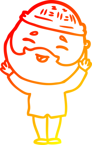 Bir insan tarafından çizilmiş mutlu sakallı bir adamın çizgi çizimi.