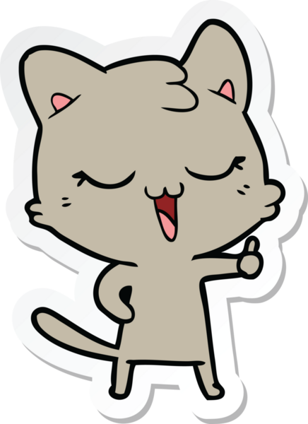 Bir insan tarafından çizilmiş çizgi film kedisinin çıkartması.