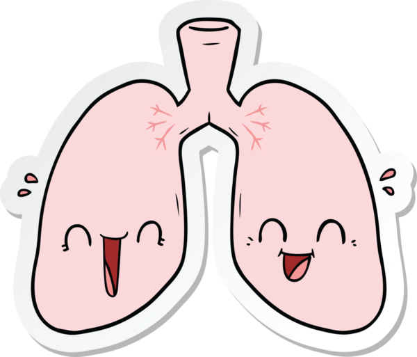 Bir insan tarafından çizilmiş mutlu akciğerler.