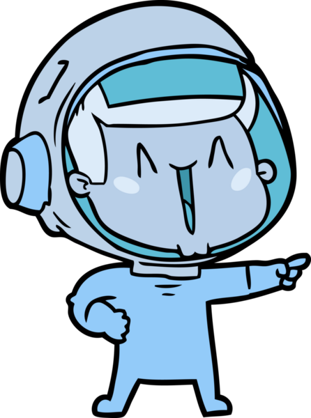 Bir insan tarafından çizilmiş mutlu astronot çizgi filmi.