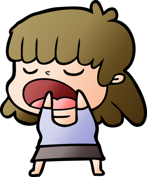 Çizgi filmdeki kadın bir insan tarafından yüksek sesle çizilmiş.