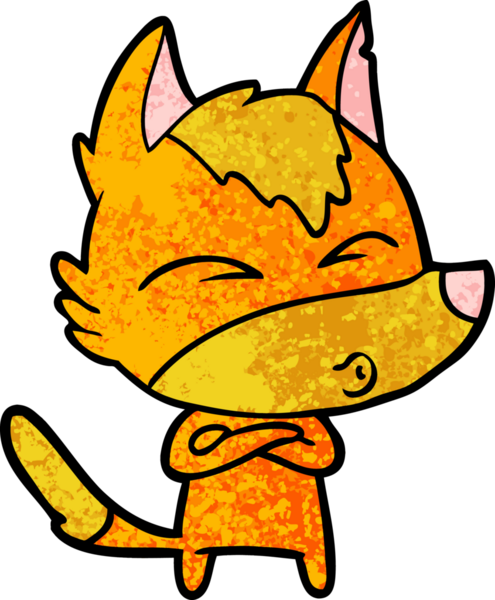 Bir insan tarafından çizilmiş tilki çizgi film karakteri