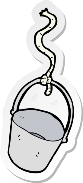 Bir insan tarafından çizilmiş karikatür kovası çıkartması.