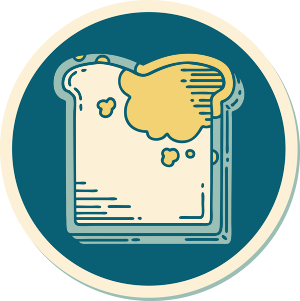 Bir insan tarafından çizilmiş geleneksel küflü ekmek stili dövme çıkartması.