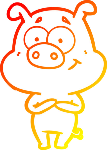 Bir insan tarafından çizilmiş mutlu çizgi film domuzu çizimi.