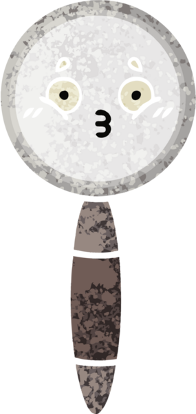 Bir insan tarafından çizilmiş bir büyüteçin retro çizim tarzı karikatürü