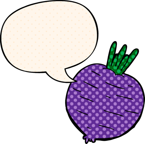 Bir insan tarafından çizilmiş çizgi roman tarzında konuşma balonu olan sebze çizgi filmi.