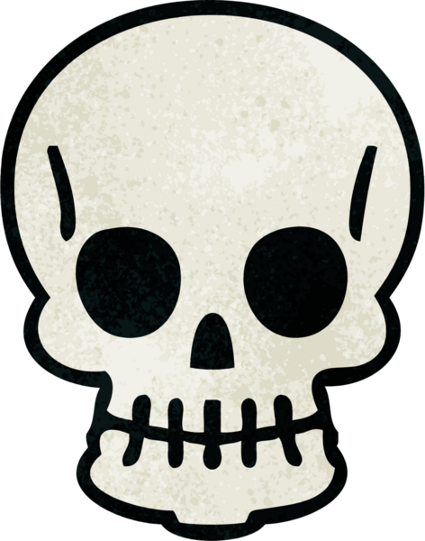 Bir insan tarafından çizilmiş tuhaf bir kafatası.