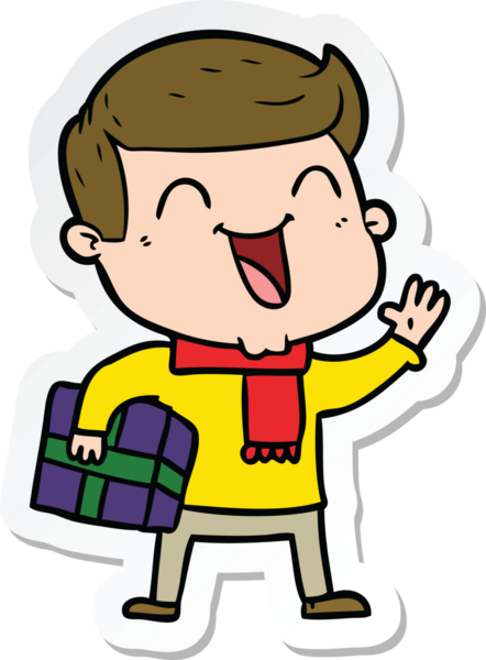 Bir insan tarafından çizilmiş mutlu bir adamın çıkartması.