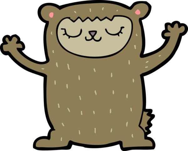 Bir insan tarafından çizilmiş sevimli çizgi film ayısı.