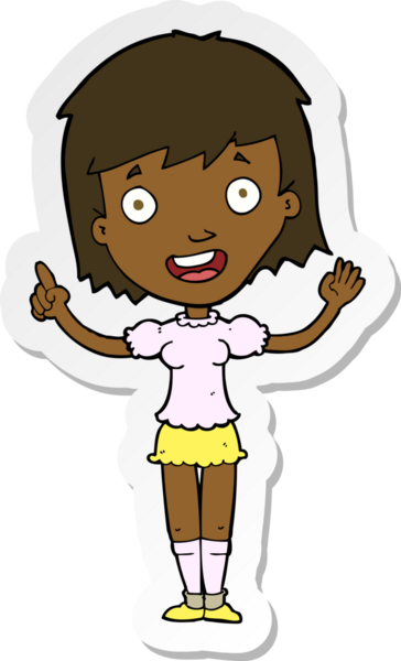 Bir insan tarafından çizilmiş bir karikatür kadının çıkartması.