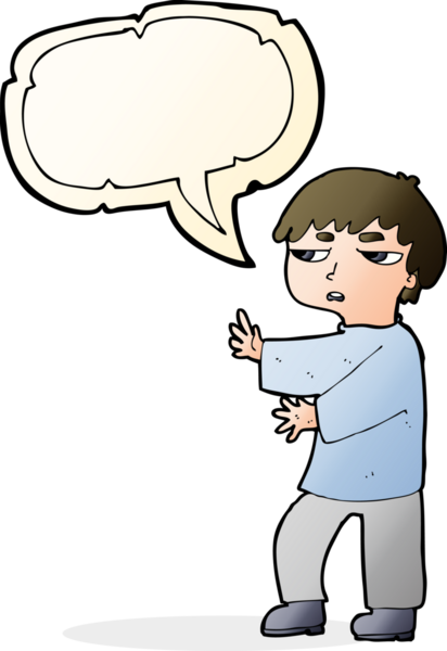 Bir insan tarafından çizilmiş konuşma balonuyla hareket eden karikatür adamı.