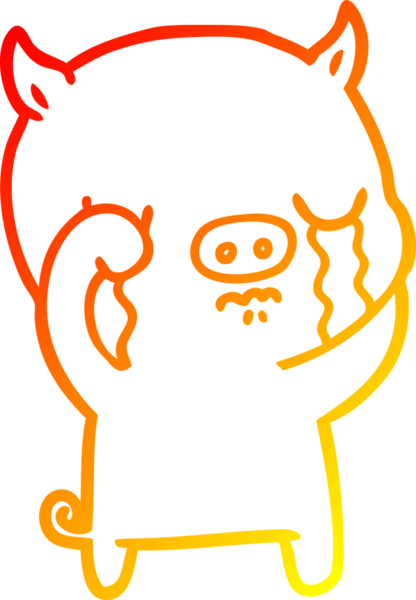 Bir insan tarafından çizilmiş, ağlayan bir domuzun sıcak çizgi çizimi.