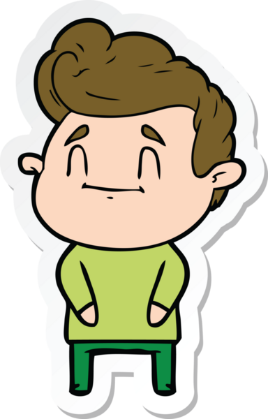 Bir insan tarafından çizilmiş mutlu bir çizgi film karakterinin çıkartması.