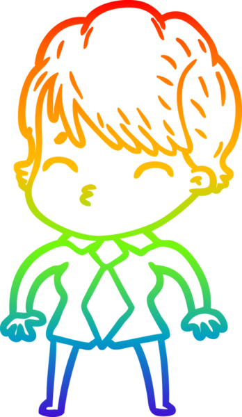 Gökkuşağı gradyan çizgi çizimi Bir insan tarafından çizilmiş bir çizgi kadın