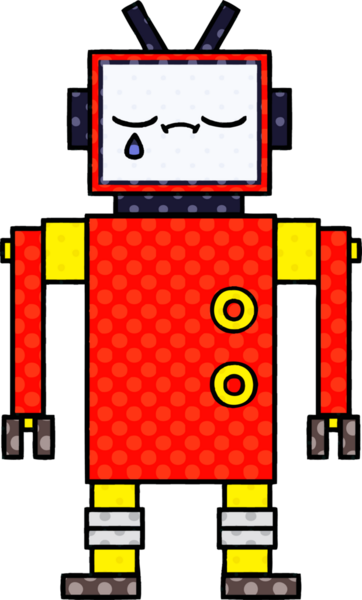bir insan tarafından çizilmiş bir robotun çizgi roman tarzı