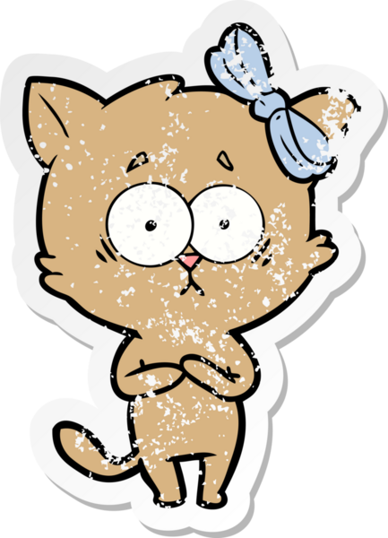 Bir insan tarafından çizilmiş karikatür bir kedinin sıkıntılı çıkartması.