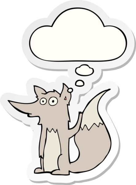 Düşünce baloncuğu insan tarafından çizilmiş bir çıkartma olan çizgi film kurdu.