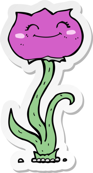 Bir insan tarafından çizilmiş karikatür çiçeğinin çıkartması.