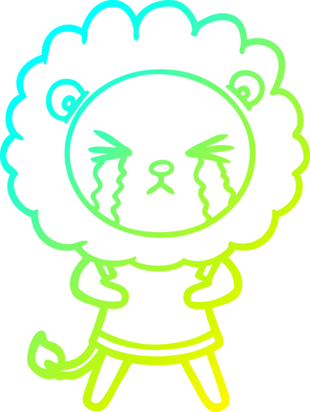 Bir insan tarafından çizilmiş ağlayan aslanın soğuk gradyan çizgisi