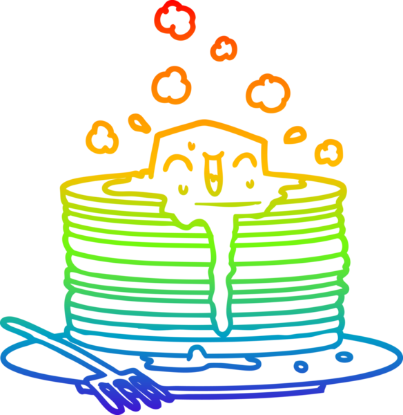 Bir insan tarafından çizilmiş leziz krep yığınının gökkuşağı gradyanı çizimi