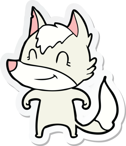 Bir insan tarafından çizilmiş dost canlısı bir kurt çizgi filminin çıkartması.