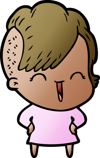 Bir insan tarafından çizilmiş mutlu hippi kız çizgi filmi.