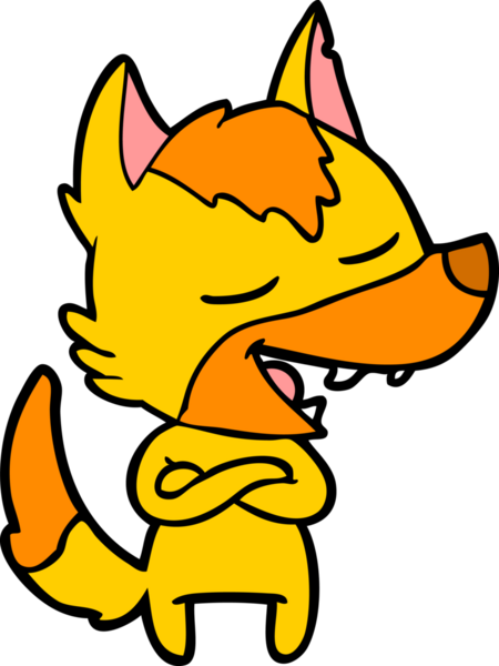 Bir insan tarafından çizilmiş tilki çizgi film karakteri