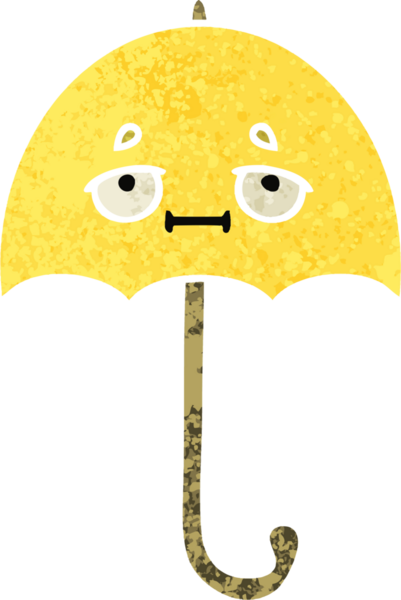 Bir insan tarafından çizilmiş bir şemsiyenin retro çizim tarzı karikatürü