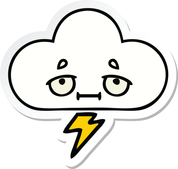 Bir insan tarafından çizilmiş şirin bir gökgürültüsü bulutunun çıkartması.