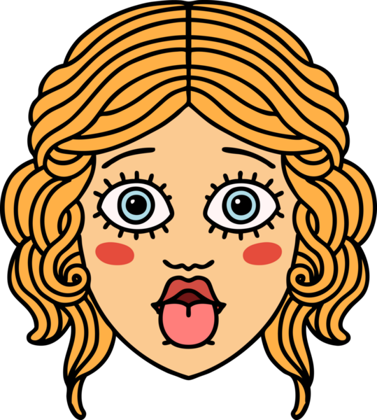 Geleneksel bir kadın yüzü dövmesi. Bir insan tarafından çizilmiş bir dil.