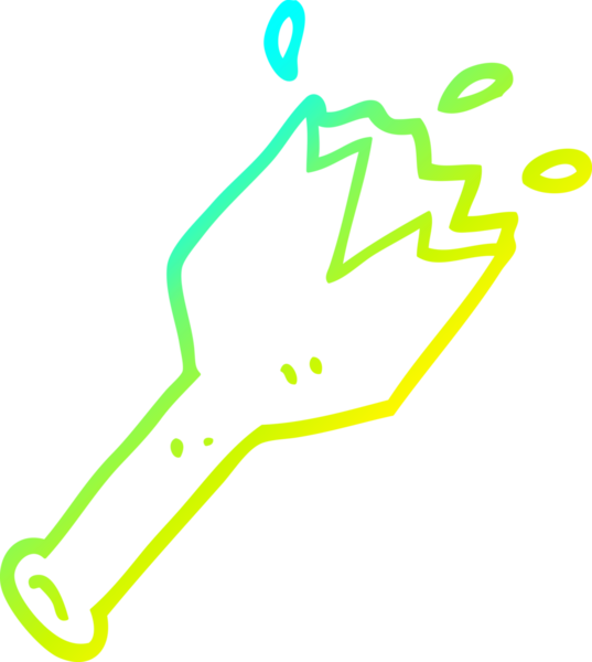 Bir insan tarafından çizilen kırık cam şişenin soğuk gradyan çizgisi.