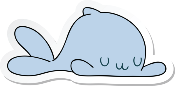 Bir insan tarafından çizilmiş garip bir balinanın çıkartması.