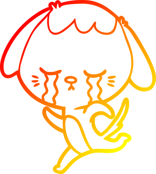 Bir insan tarafından çizilmiş, ağlayan bir köpeğin çizgi film çizimi.