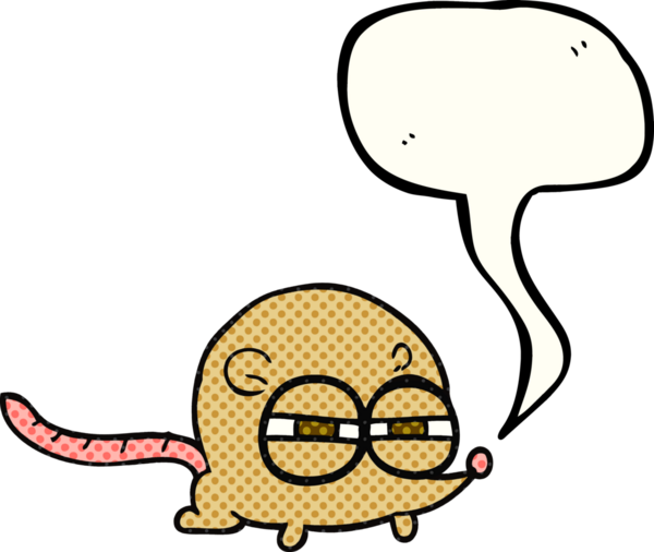 El yazısıyla çizilmiş çizgi roman konuşma balonu bir insan tarafından çizilmiş şeytani fare.